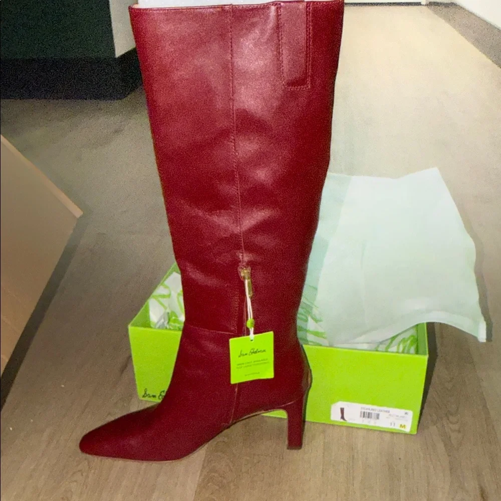 Sam Edelman Sylvia Knee High Boot red leather